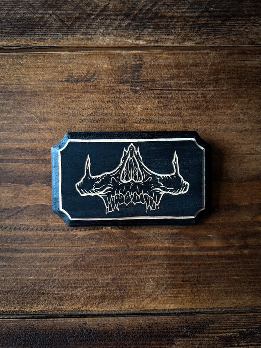 Skull Woodcut Plaque