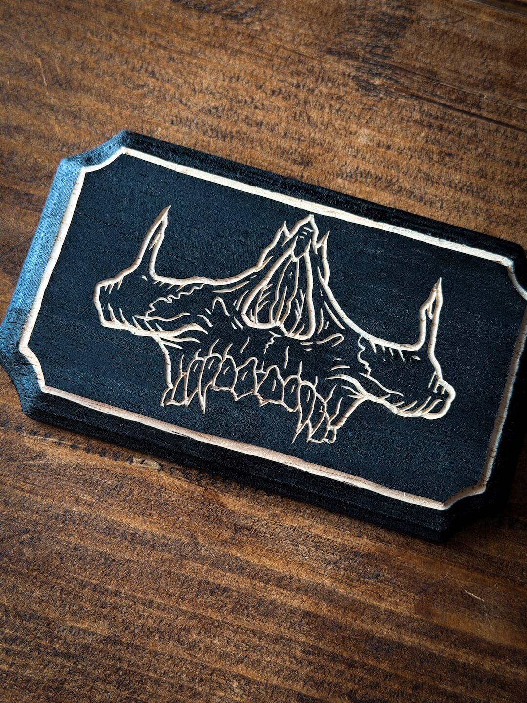 Skull Woodcut Plaque