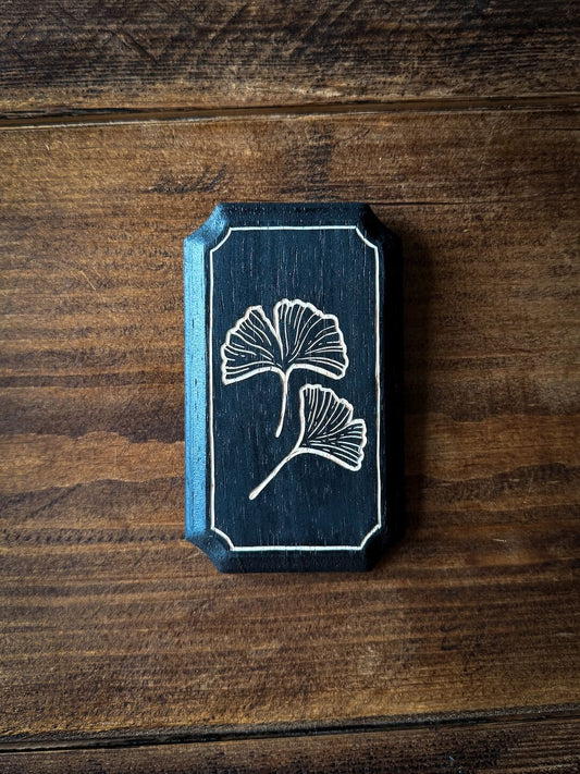 Gikgo Leaves Woodcut Plaque
