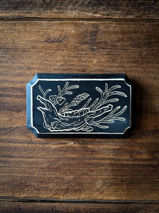 Jaw Woodcut Plaque