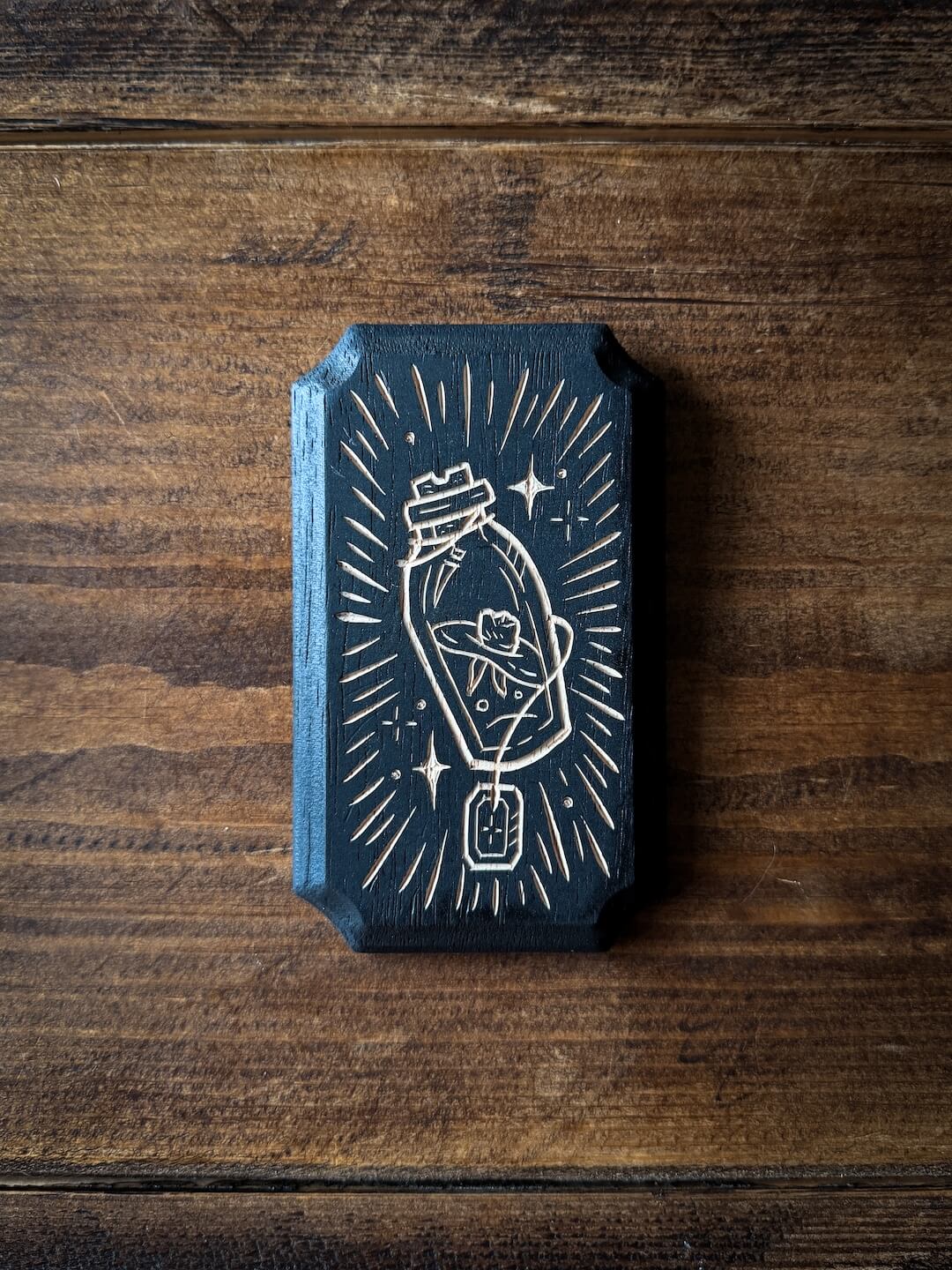 Potion Bottle Woodcut Plaque