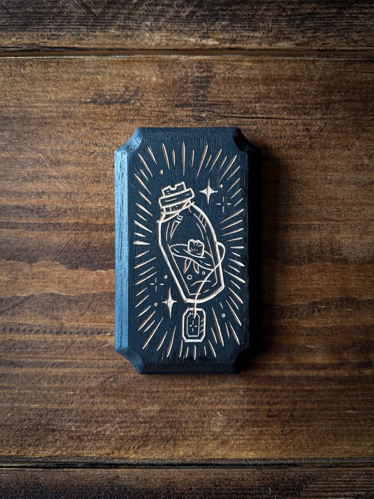 Potion Bottle Woodcut Plaque