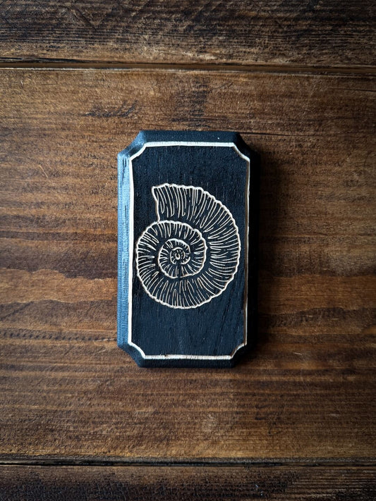 Ammonite Woodcut Plaque