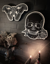 Load image into Gallery viewer, Skull and a Rose Woodcut
