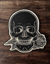 Load image into Gallery viewer, Skull and a Rose Woodcut

