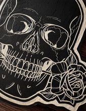 Load image into Gallery viewer, Skull and a Rose Woodcut
