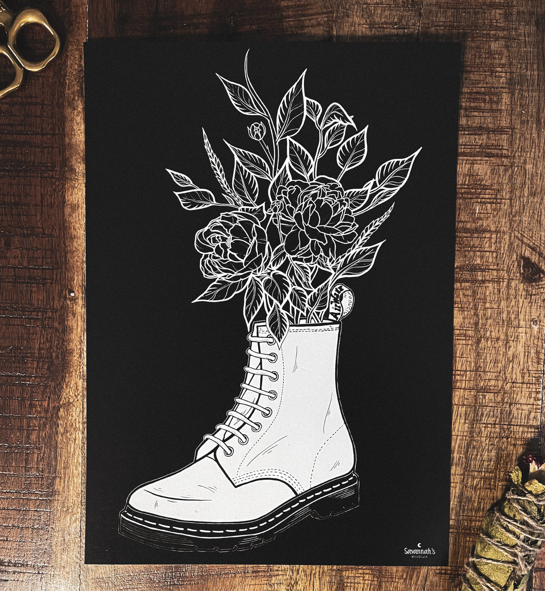 A4 Boot Flower Pot print