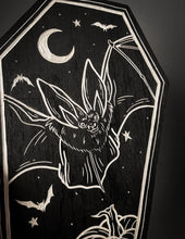 Load image into Gallery viewer, Bat Coffin Woodcut
