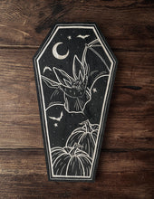 Load image into Gallery viewer, Bat Coffin Woodcut
