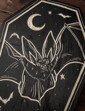 Load image into Gallery viewer, Bat Coffin Woodcut
