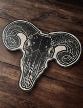 Load image into Gallery viewer, Ram Skull Woodcut
