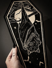 Load image into Gallery viewer, Bat Coffin Woodcut
