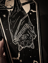Load image into Gallery viewer, Bat Coffin Woodcut
