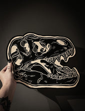 Load image into Gallery viewer, T-Rex Dinosaur Skull Woodcut
