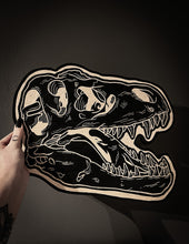 Load image into Gallery viewer, T-Rex Dinosaur Skull Woodcut
