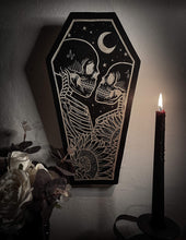 Load image into Gallery viewer, Custom Lovers Coffin Woodcut

