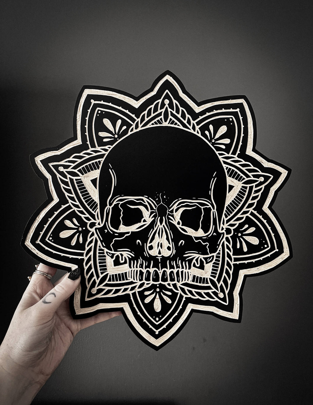 Skull Mandala Woodcut