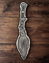 Load image into Gallery viewer, Pentagram Broom woodcut
