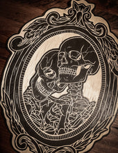 Load image into Gallery viewer, Lovers Skeleton Frame Woodcut
