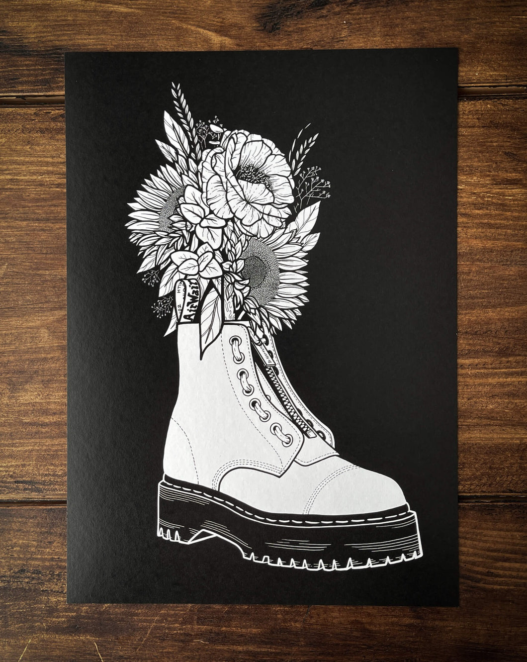 A3 + A4 Boot Flower Pot Print