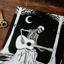 Load image into Gallery viewer, A4 + A3 Skeleton Playing Guitar Print
