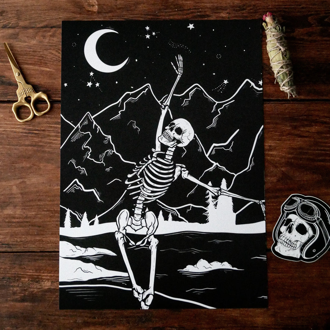 A3 Dancing Skeleton Print